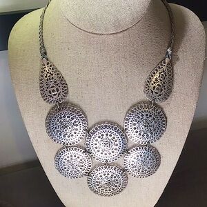 Stella & Dot Silver Disc Necklace